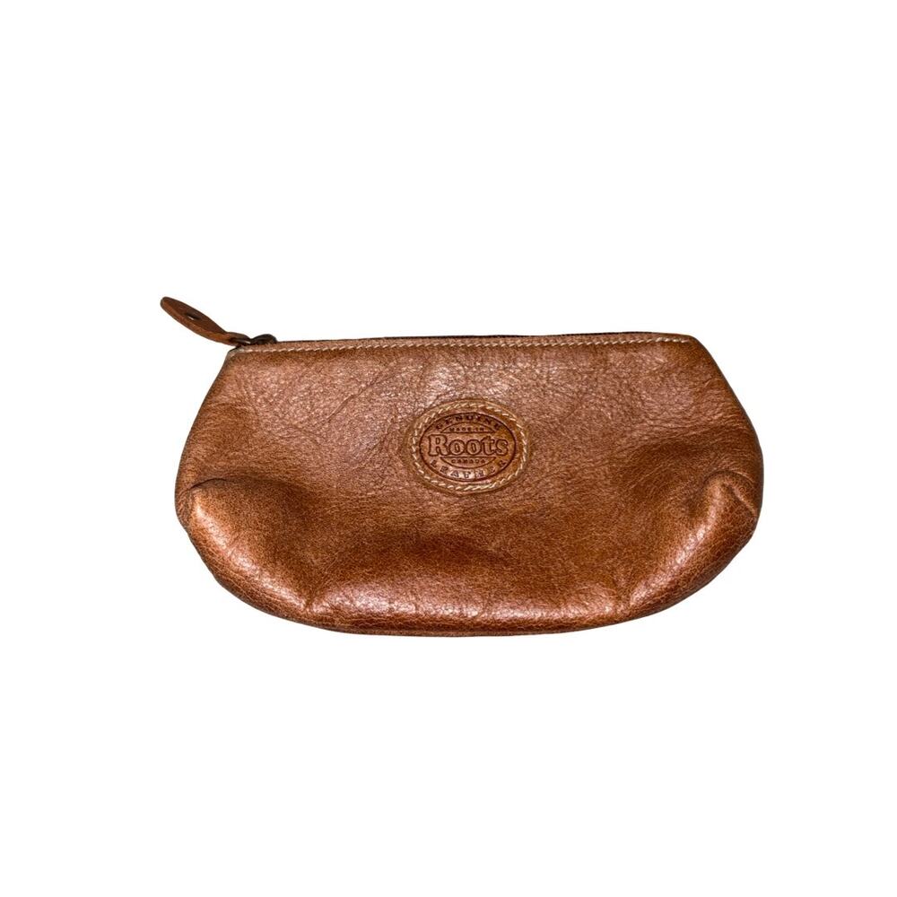 ROOTS Brown Leather Clutch Pouch